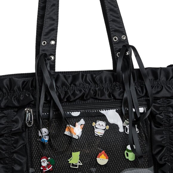 Womens Girls Tote Ita Bag Bowknot Wrinkled Edge Shoulder Bag Kawaii Purses and H - Picture 4 of 7